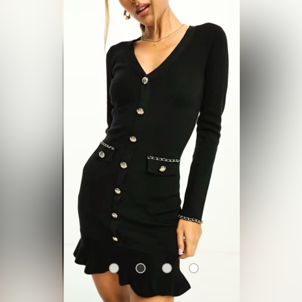 River Island Black Button-Down Dress